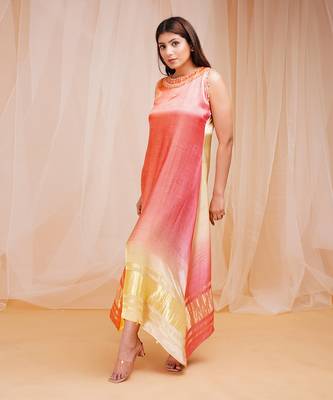 4D DYEING OF PALE YELLOW AND REDDISH ORANGEKAFTAAN 2