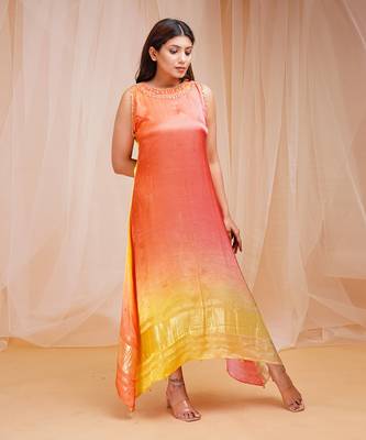4D DYEING OF PALE YELLOW AND REDDISH ORANGEKAFTAAN 3