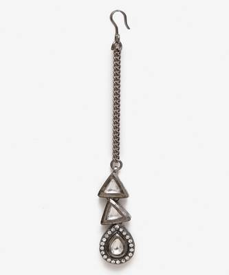 Silver Kundan Choker with Earrings and Maang Tikka 5