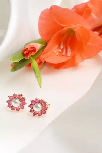Maroon Pearl Studs