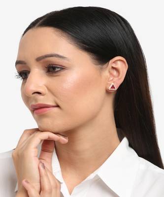 Maroon Diamond Studs 1