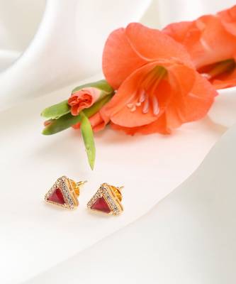 Maroon Diamond Studs 2