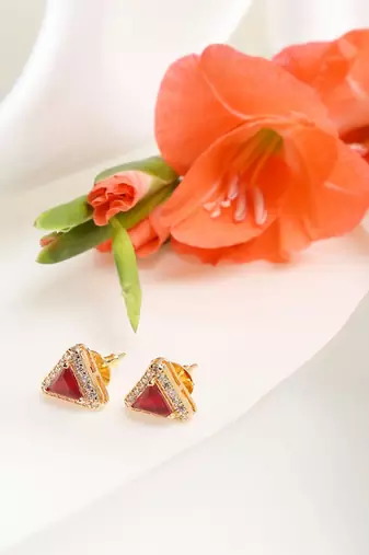 Maroon Diamond Studs