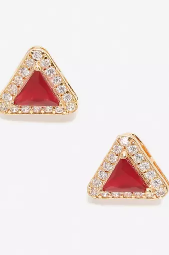 Maroon Diamond Studs