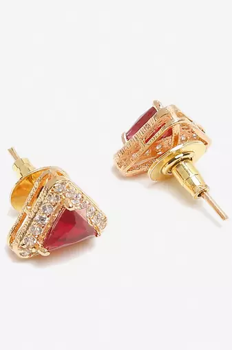 Maroon Diamond Studs