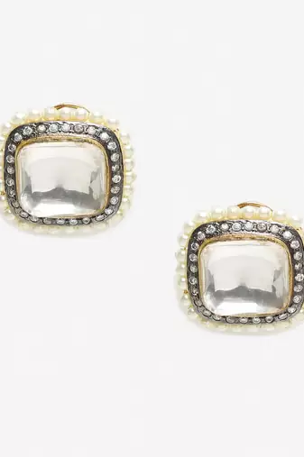 Kundan and Pearl Studs