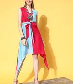 Pink plain modal long-dresses