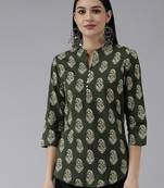 Green printed cotton cotton-tops