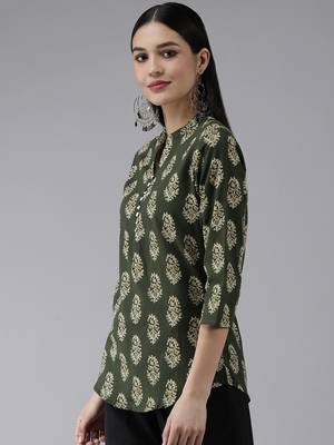 Green printed cotton cotton-tops 2