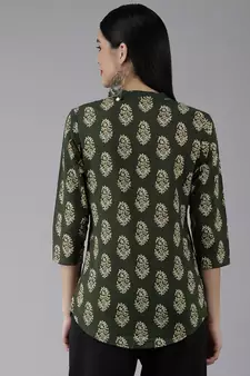 Green printed cotton cotton-tops