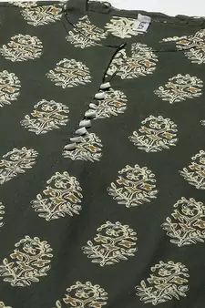 Green printed cotton cotton-tops