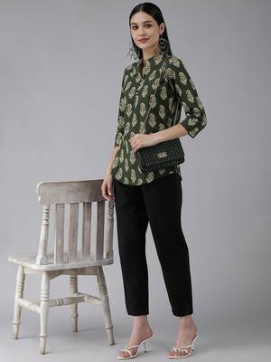 Green printed cotton cotton-tops 5
