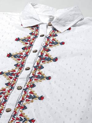 White embroidered blended cotton cotton-tops 4