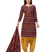 Brown block print cotton salwar