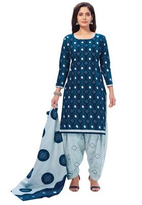 Blue block print cotton salwar 1