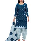 Blue block print cotton salwar