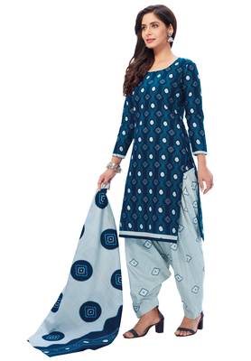 Blue block print cotton salwar 3
