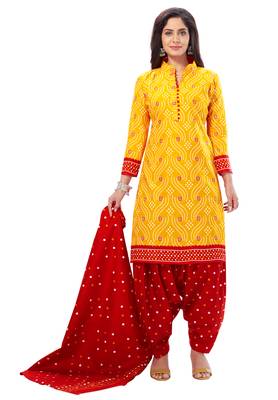 Yellow block print cotton salwar 1