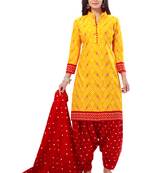 Yellow block print cotton salwar