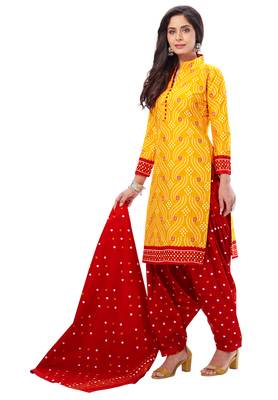 Yellow block print cotton salwar 3