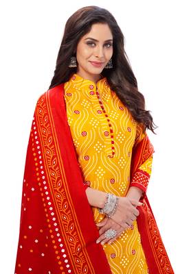 Yellow block print cotton salwar 4