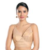 Salwar Studio Women's Rose Gold Tissue Readymade Saree Blouse