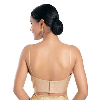 Salwar Studio Women's Rose Gold Tissue Readymade Saree Blouse 2