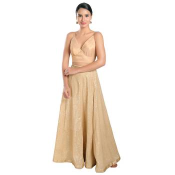 Salwar Studio Women's Rose Gold Tissue Readymade Saree Blouse 4