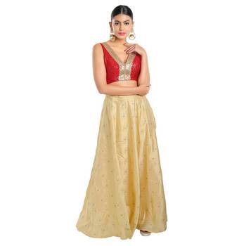 Salwar Studio Women's Red Jain Silk Readymade Saree Blouse 4