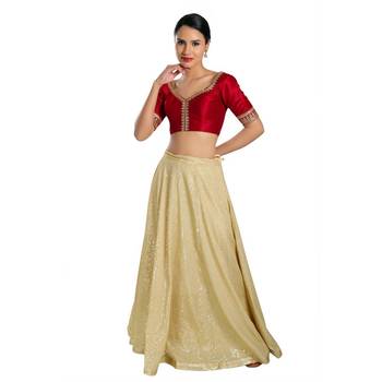 Red Silk Embroidered Readymade Blouse 4
