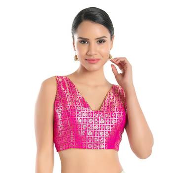 Hot Pink Silk Printed Blouse 1