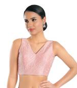 Salwar Studio Women's Baby Pink Jain Silk Readymade Saree Blouse