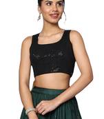 Salwar Studio Women's Black Georgette Readymade Saree Blouse