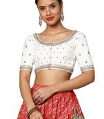 White Silk Threadwork Readymade Blouse