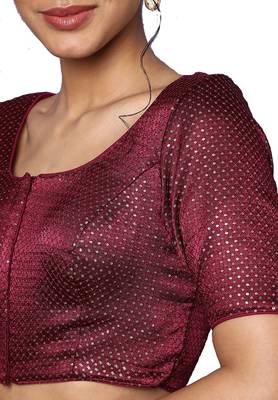 Salwar Studio Women's Maroon Silk Blend Readymade Saree Blouse 5
