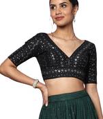 Om Clothing Black Silk Party Wear Readymade Blouse