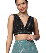 Black Silk Thread Work Readymade Blouse