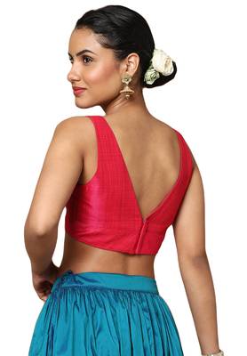 Salwar Studio Women's Dark Pink Mulbury Readymade Saree Blouse 2