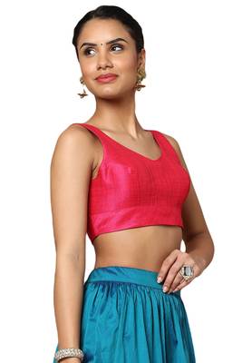 Salwar Studio Women's Dark Pink Mulbury Readymade Saree Blouse 4