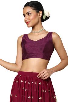 Salwar Studio Women's Wine Mulbury Readymade Saree Blouse
