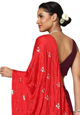Salwar Studio Women's Wine Mulbury Readymade Saree Blouse 2