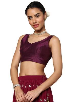Salwar Studio Women's Wine Mulbury Readymade Saree Blouse 3