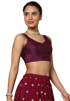 Salwar Studio Women's Wine Mulbury Readymade Saree Blouse 4