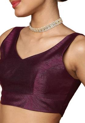 Salwar Studio Women's Wine Mulbury Readymade Saree Blouse 5