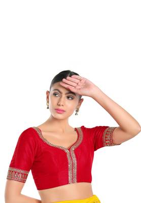 Salwar Studio Women's Red Mulberry Readymade Saree Blouse 1