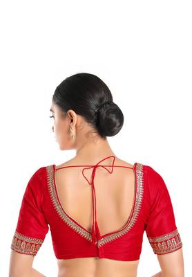 Salwar Studio Women's Red Mulberry Readymade Saree Blouse 2