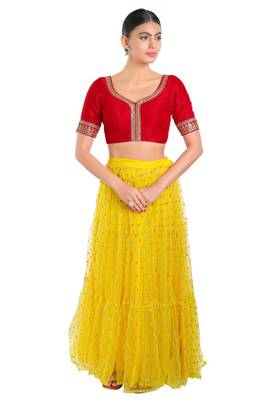Salwar Studio Women's Red Mulberry Readymade Saree Blouse 4