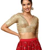 Golden Silk Silver Embroidered Readymade Blouse