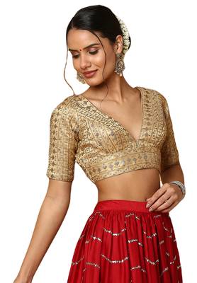 Golden Silk Silver Embroidered Readymade Blouse 3