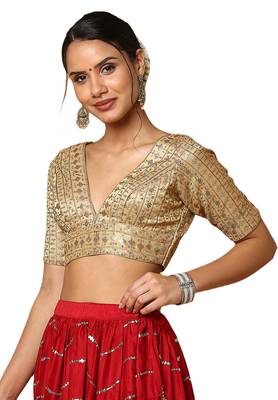 Golden Silk Silver Embroidered Readymade Blouse 4